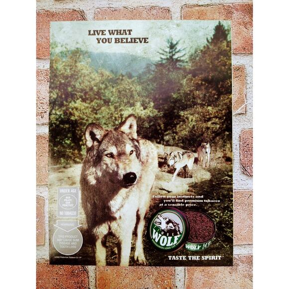 2002 Wolf Chewing Tobacco Print Ad Pack of Wolves Forest Taste the Spirit Quote - Picture 3 of 9